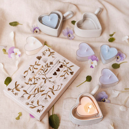 Petits coeurs - Ensemble bleu de 6 lampions