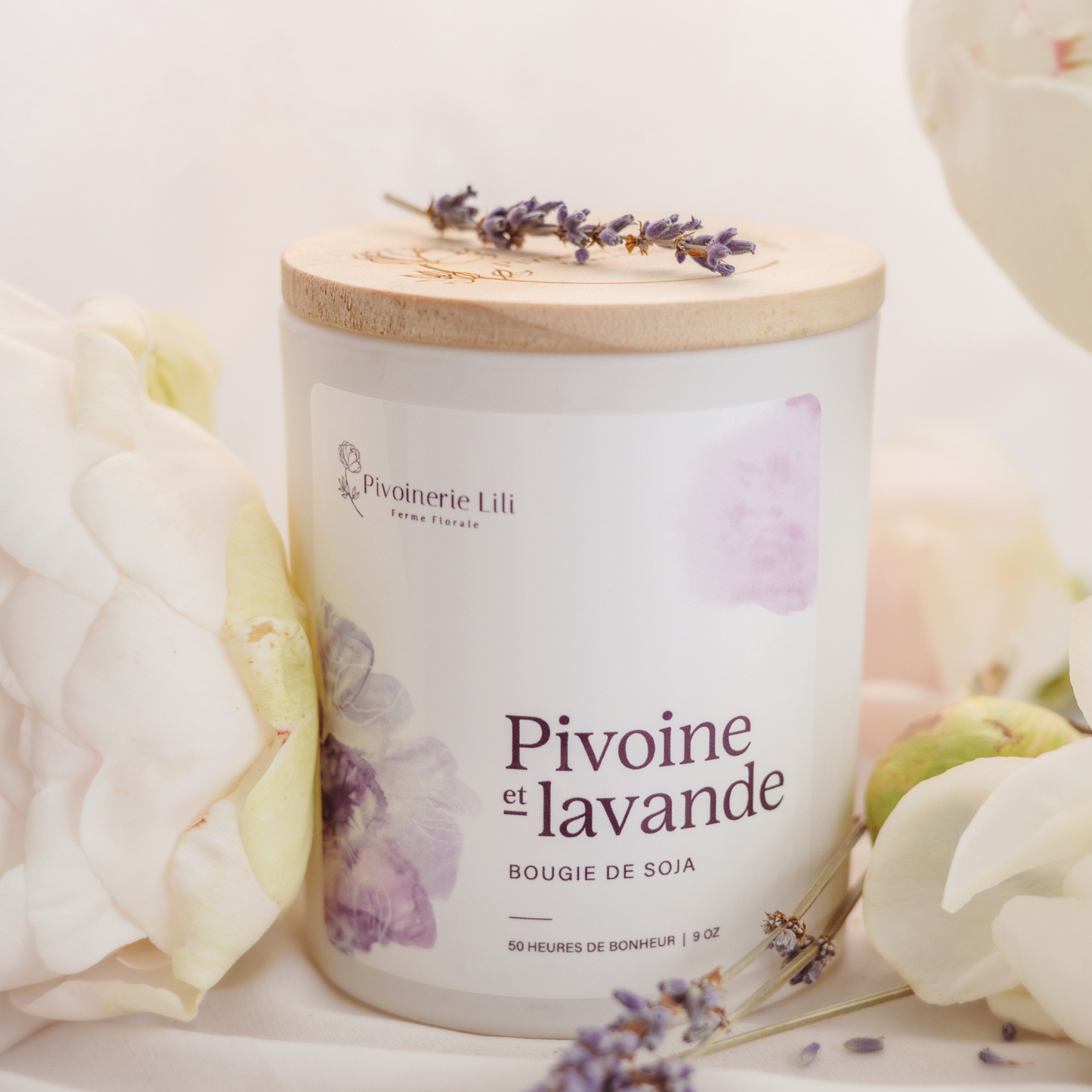 Chandelle de soya - Pivoine et Lavande