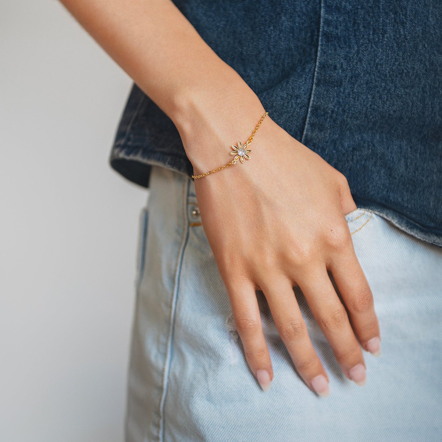 Bracelet - Fleur et cristal