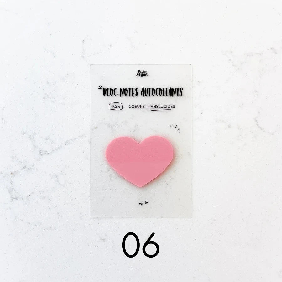 Bloc-notes autocollants translucides - Coeurs 4 cm