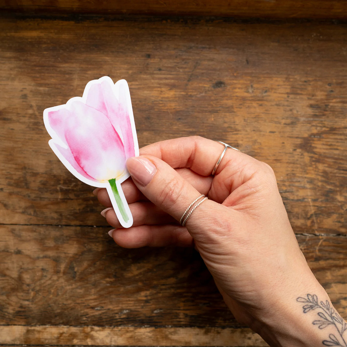 Autocollant vinyle - Tulipe rose