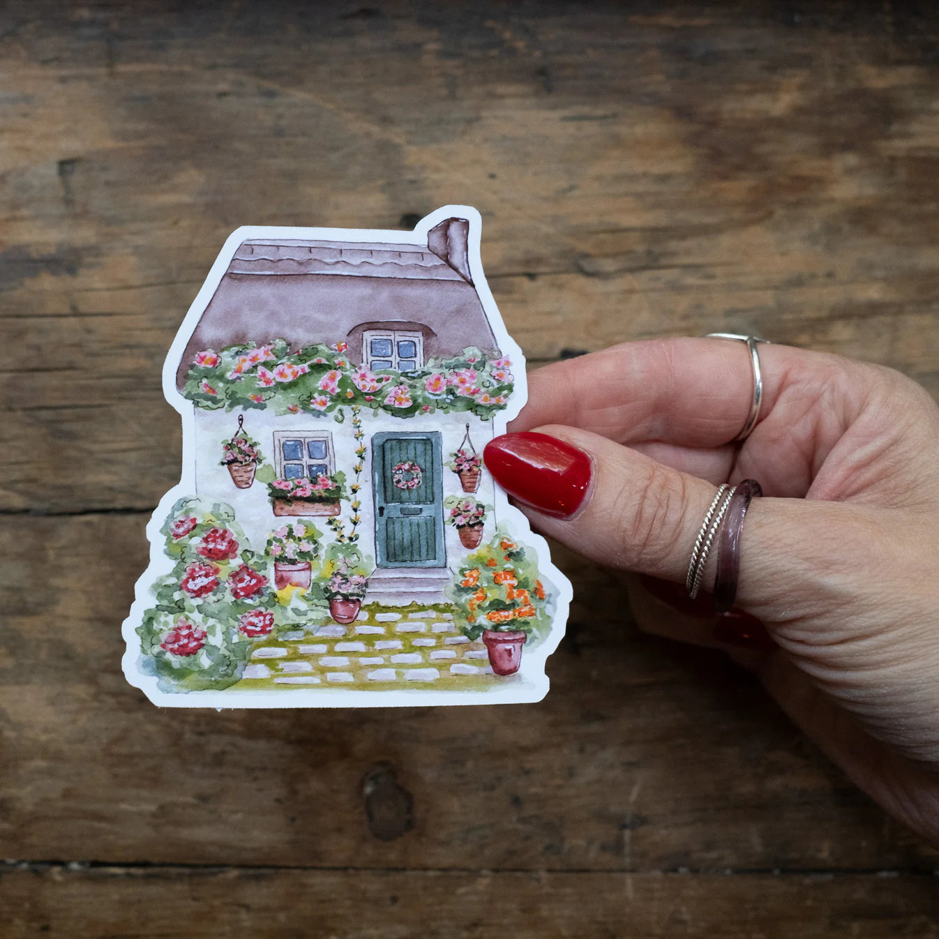 Autocollant vinyle - Cottage fleuri