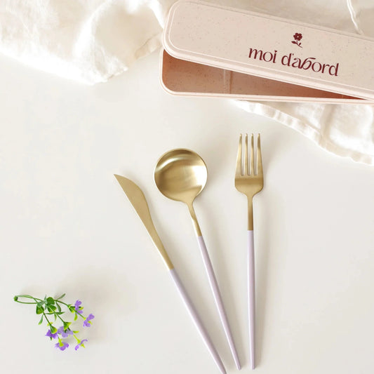 Ensemble d'ustensiles pour le lunch - Lilas