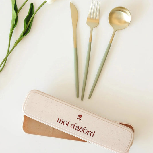 Ensemble d'ustensiles pour le lunch - Vert sauge
