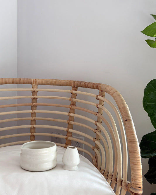 Bol à matcha avec support à fouet - Blanc