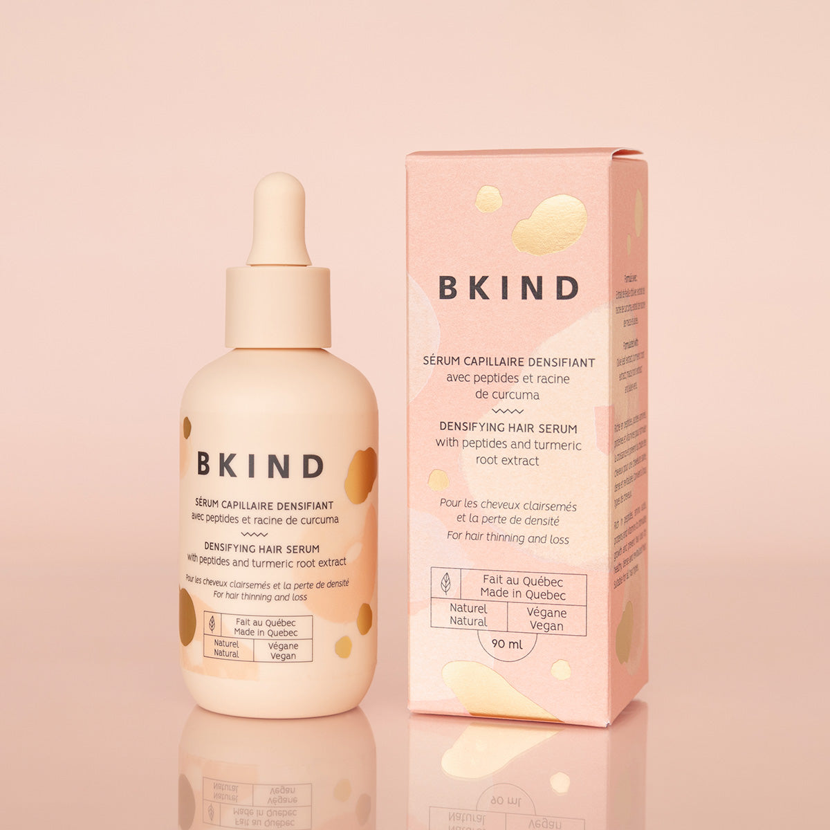 Sérum capillaire densifiant avec peptides et racine de curcuma
