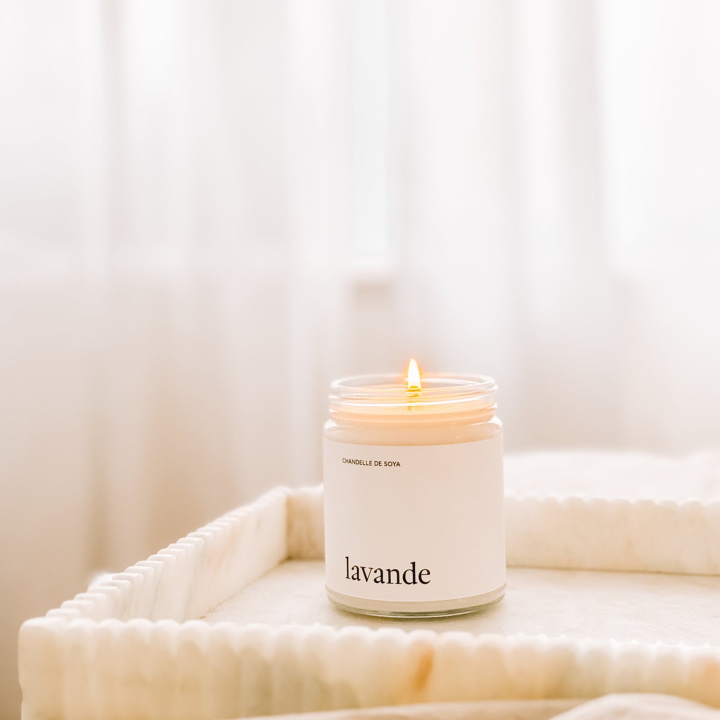 Chandelle de soya Lavande - Huiles essentielles