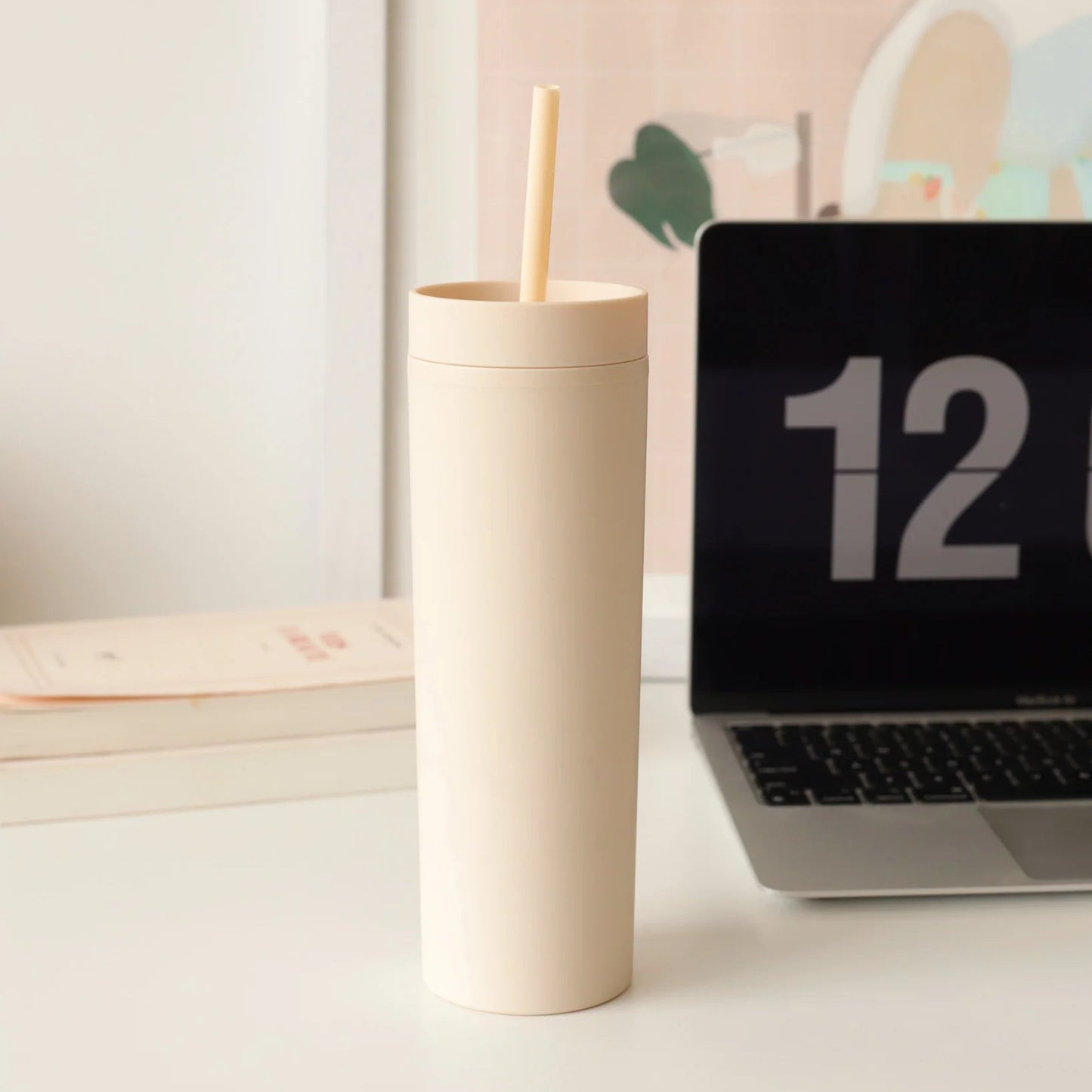 Gobelet Tumbler minimaliste avec paille