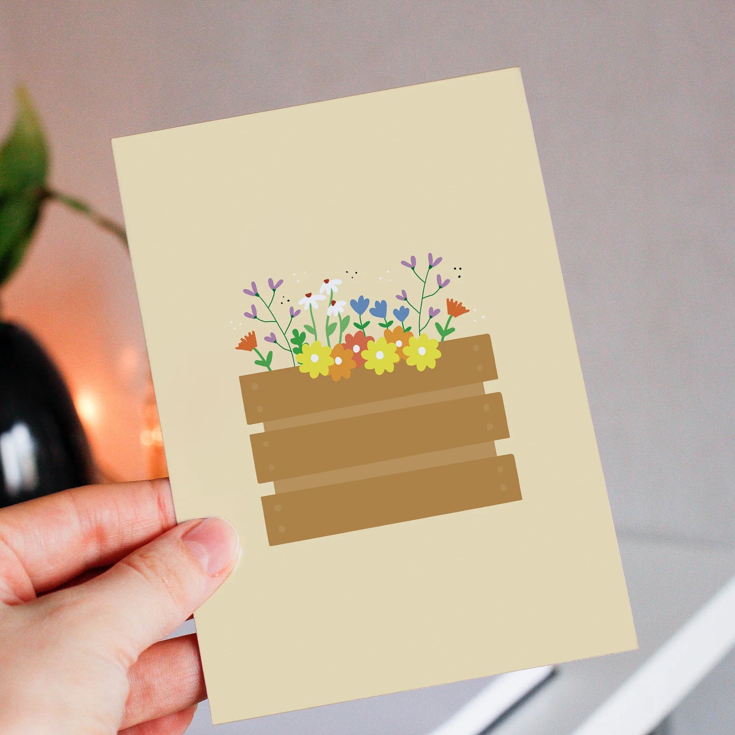 Carte de souhait - Boîte à fleurs