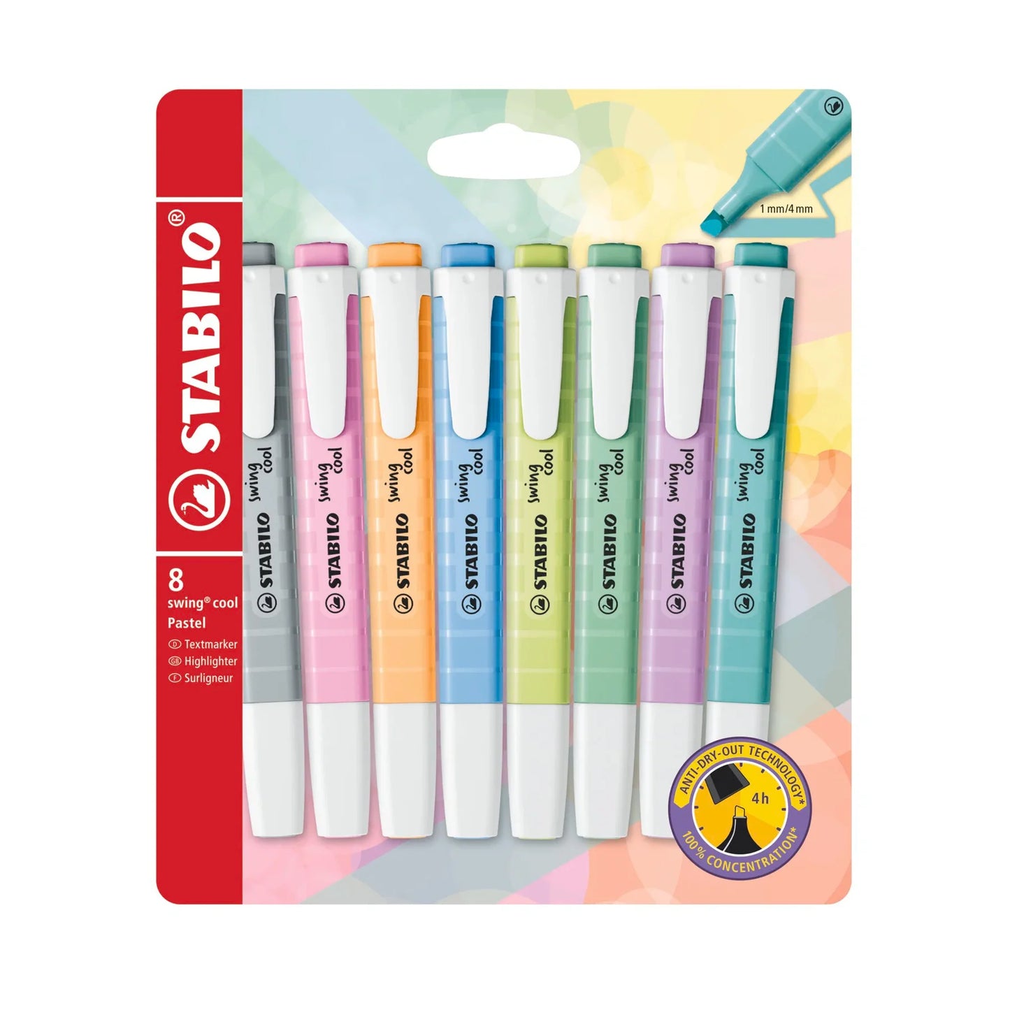 Ensemble de 8 surligneurs Stabilo Swing cool - Couleur Pastel