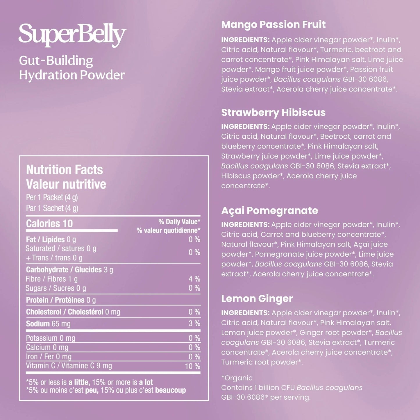 Poudre digestive hydratante avec probiotiques - Saveurs mélangées