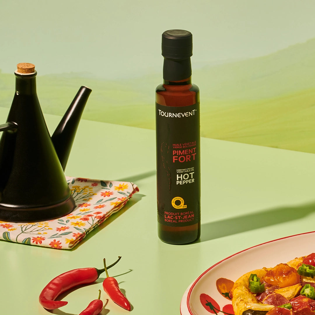 Huile végétale biologique aux piments forts