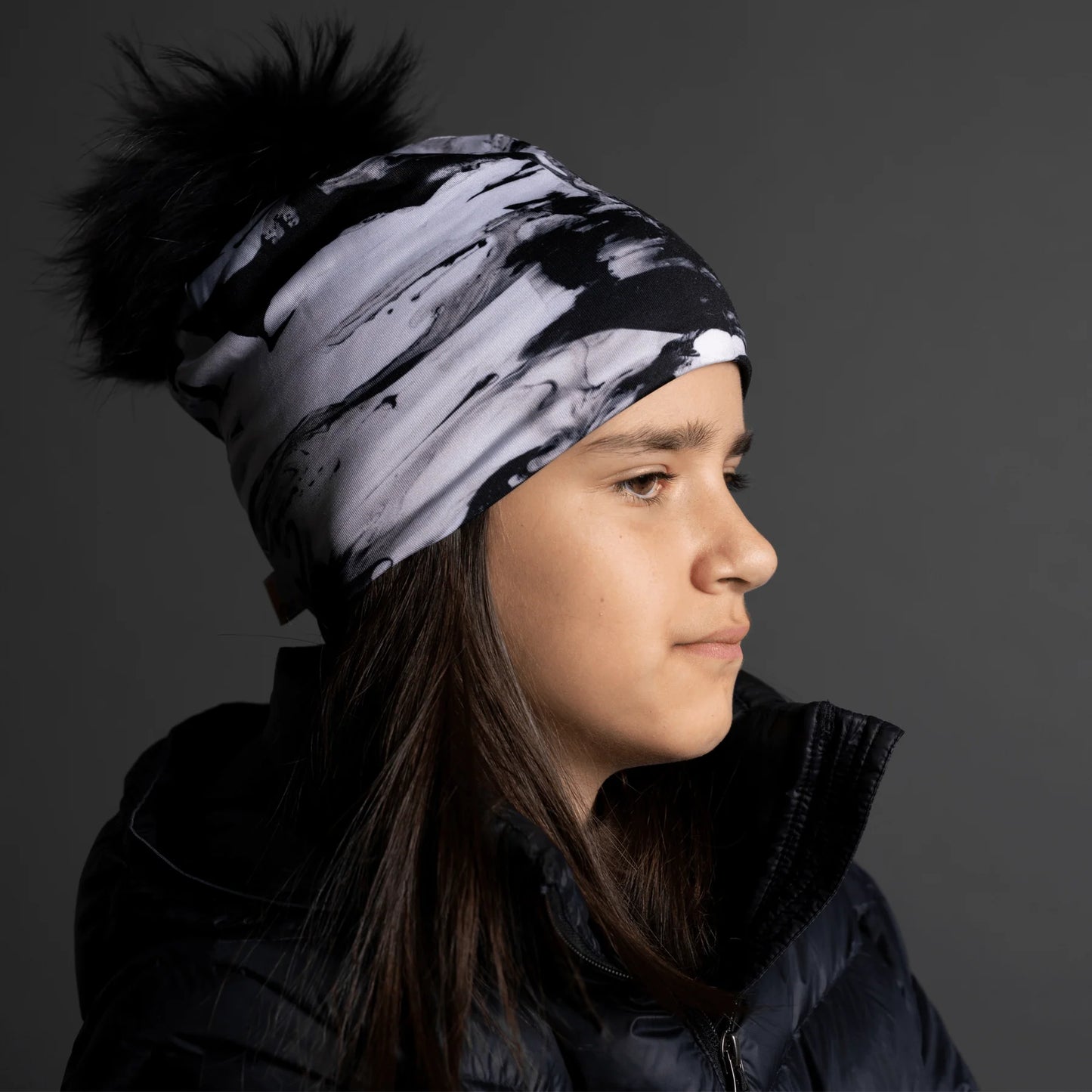 Tuque avec Pompon - B & W