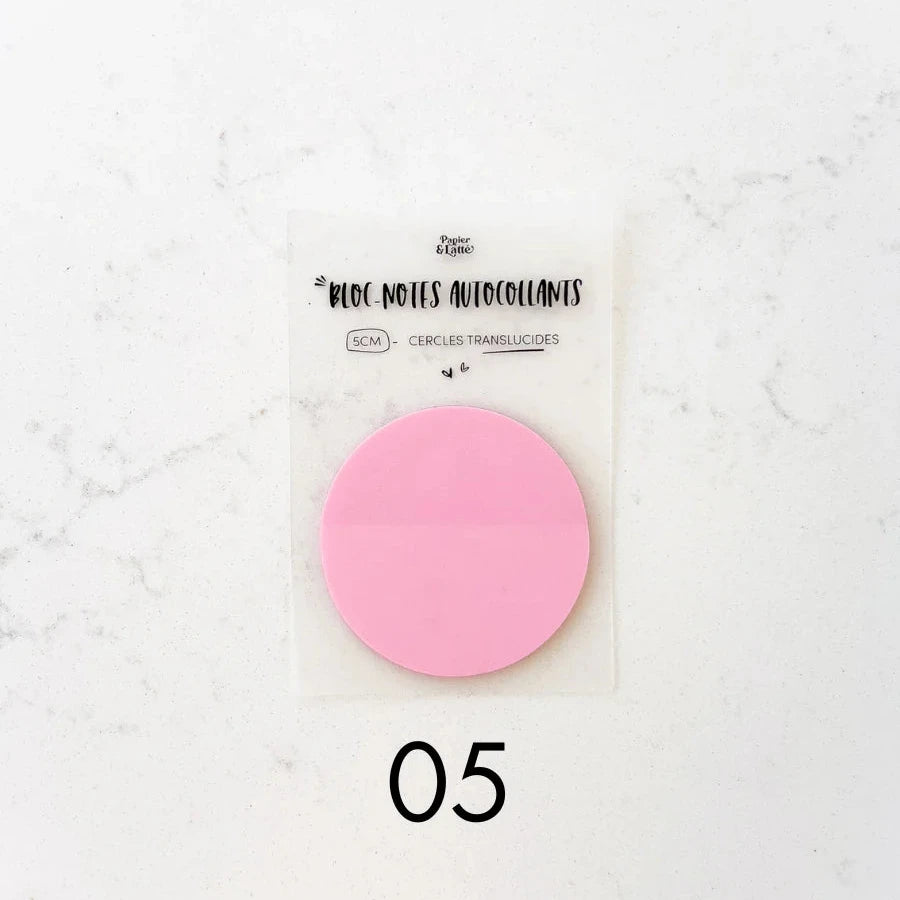 Bloc-notes autocollants translucides - Cercles 5 cm