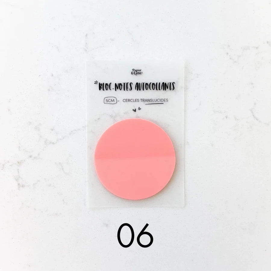 Bloc-notes autocollants translucides - Cercles 5 cm