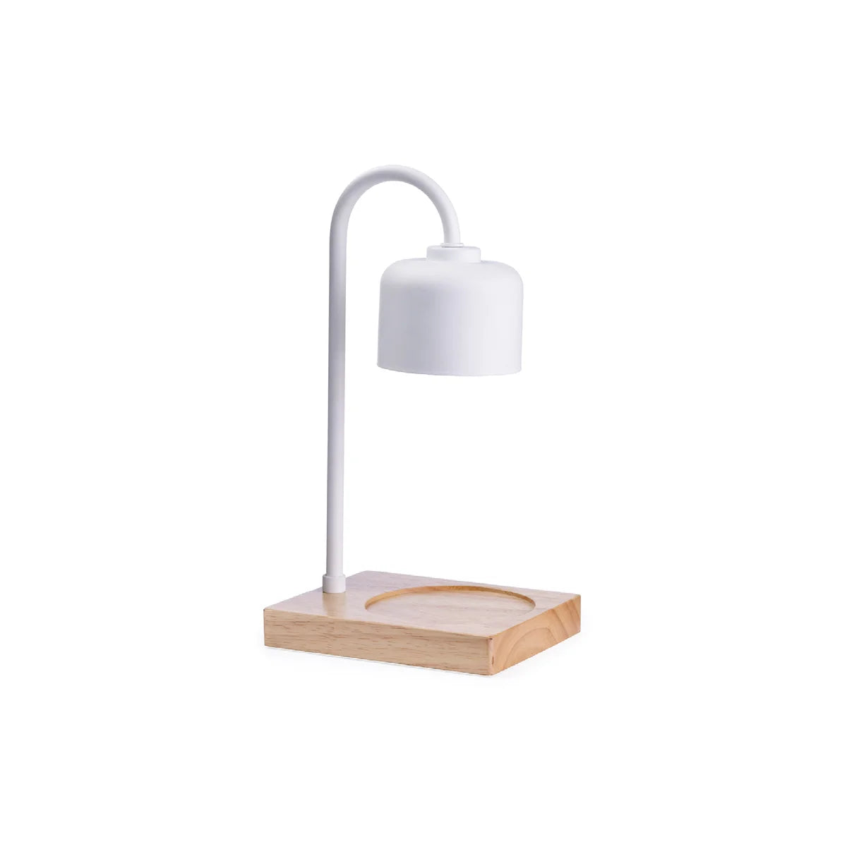 Lampe chauffe-bougie - Blanc et bois