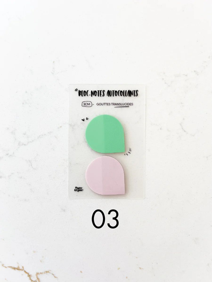 Bloc-notes autocollants translucides - Duo de gouttes