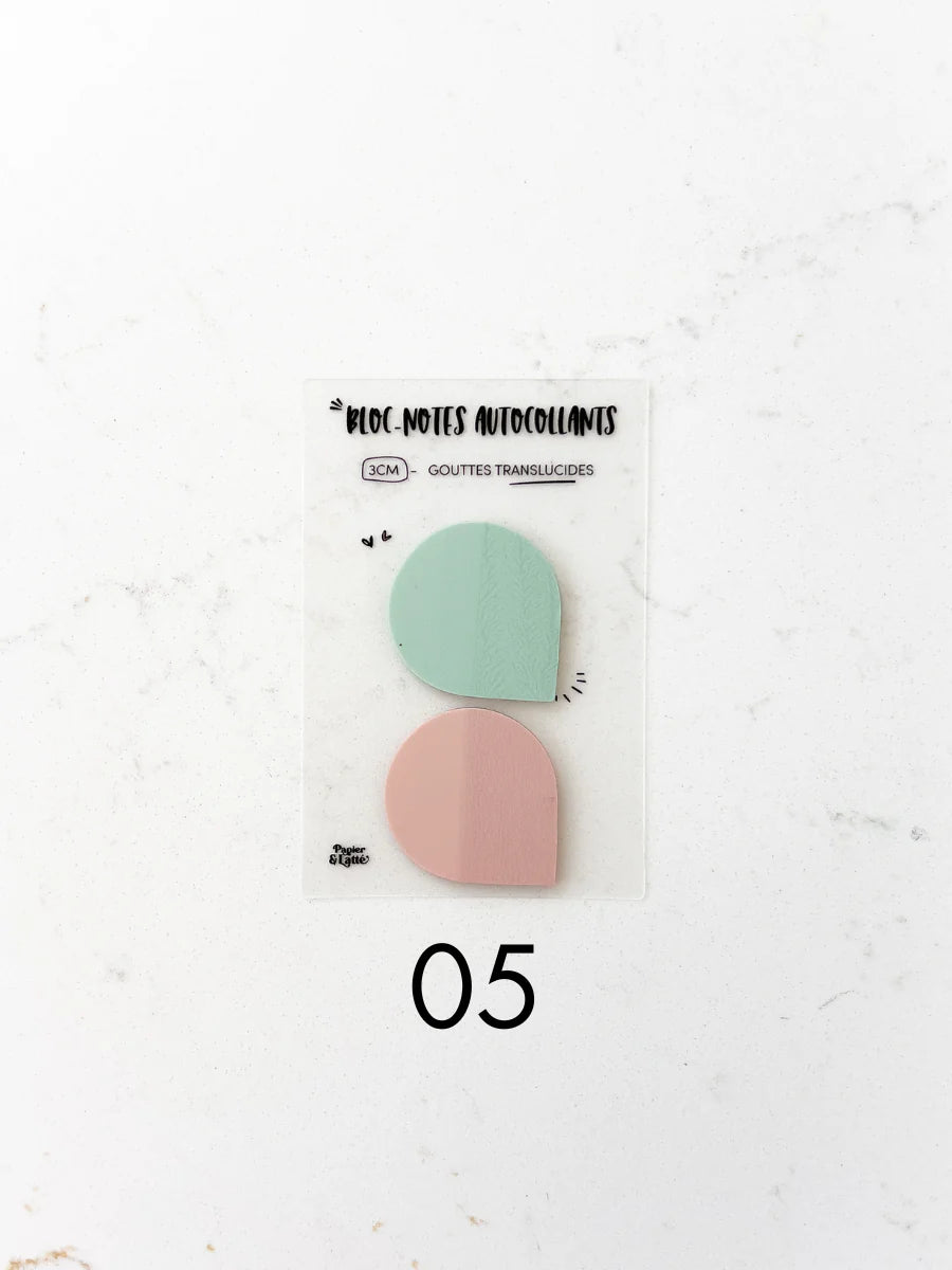 Bloc-notes autocollants translucides - Duo de gouttes