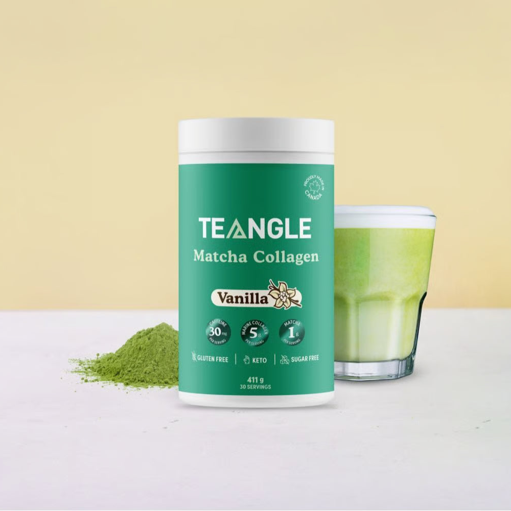 Thé matcha à la vanille avec collagène