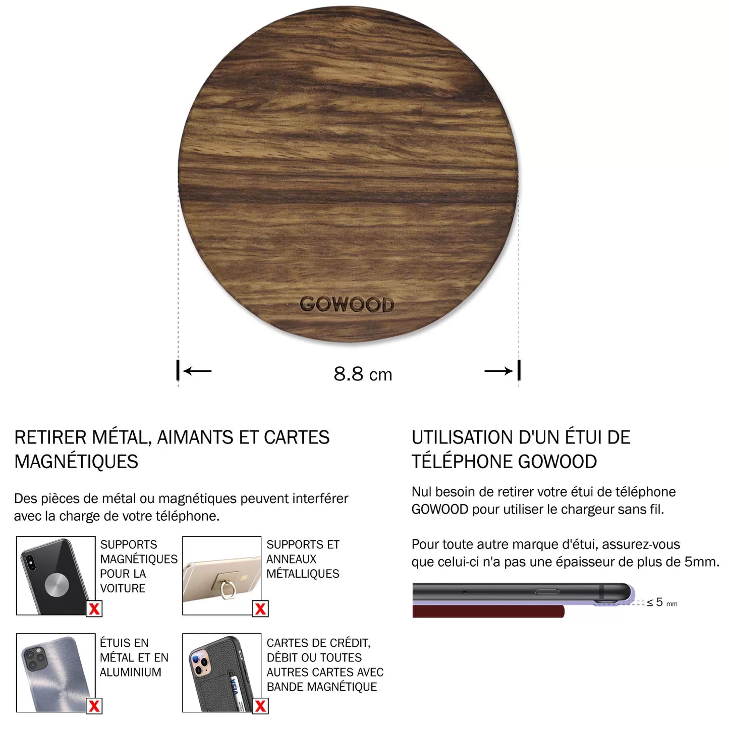 Chargeur sans fil Fast Zebra Wood - 15 W
