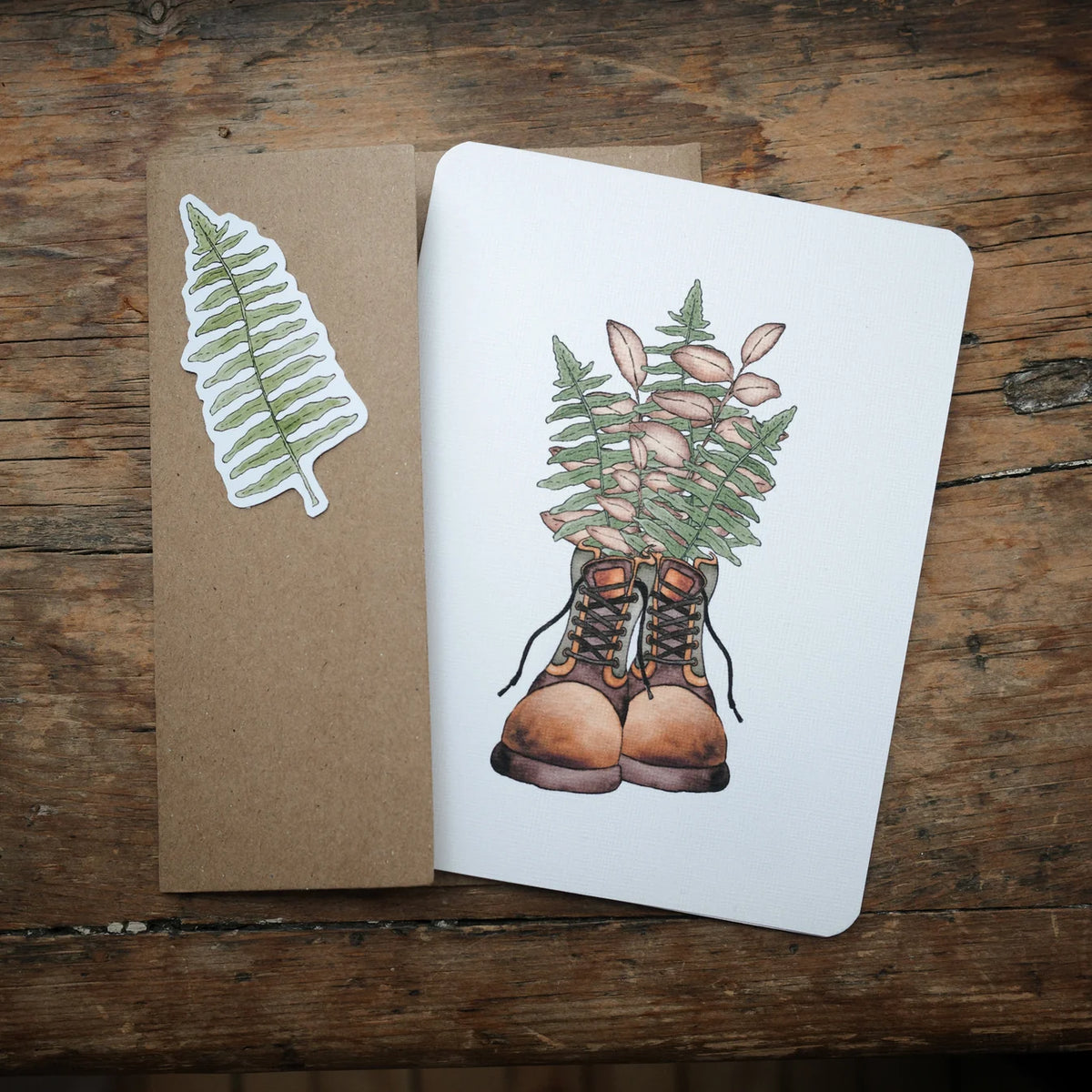 Carte de souhait - Bottes et feuillage