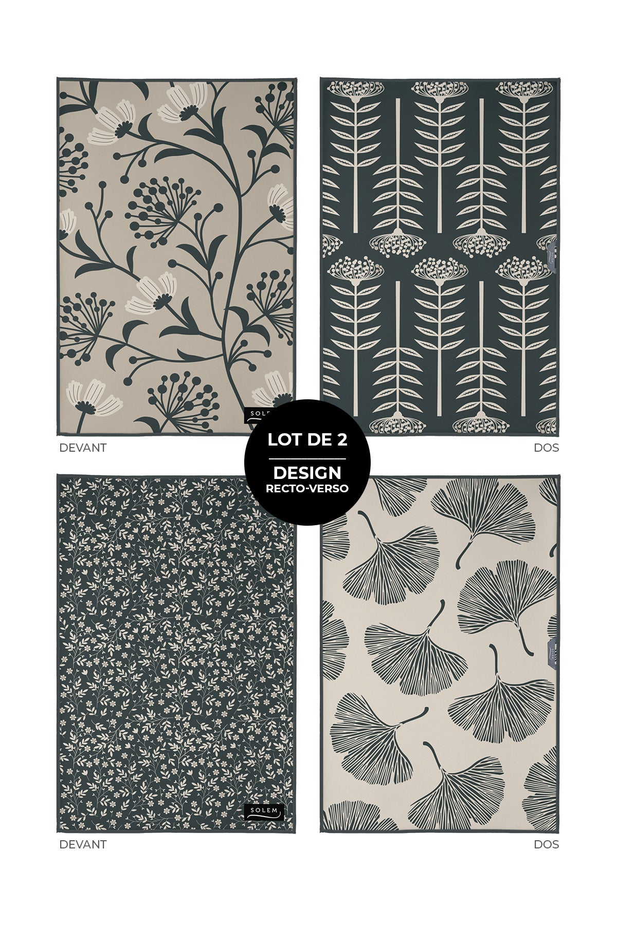 Linges à vaisselle - Fleurs de velours