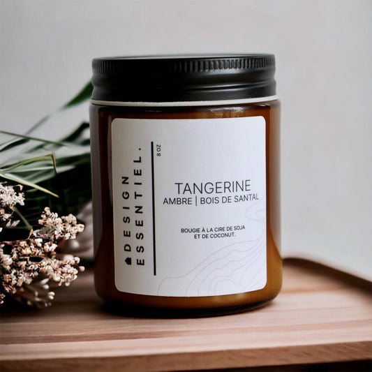Bougie Tangerine, ambre et bois de santal