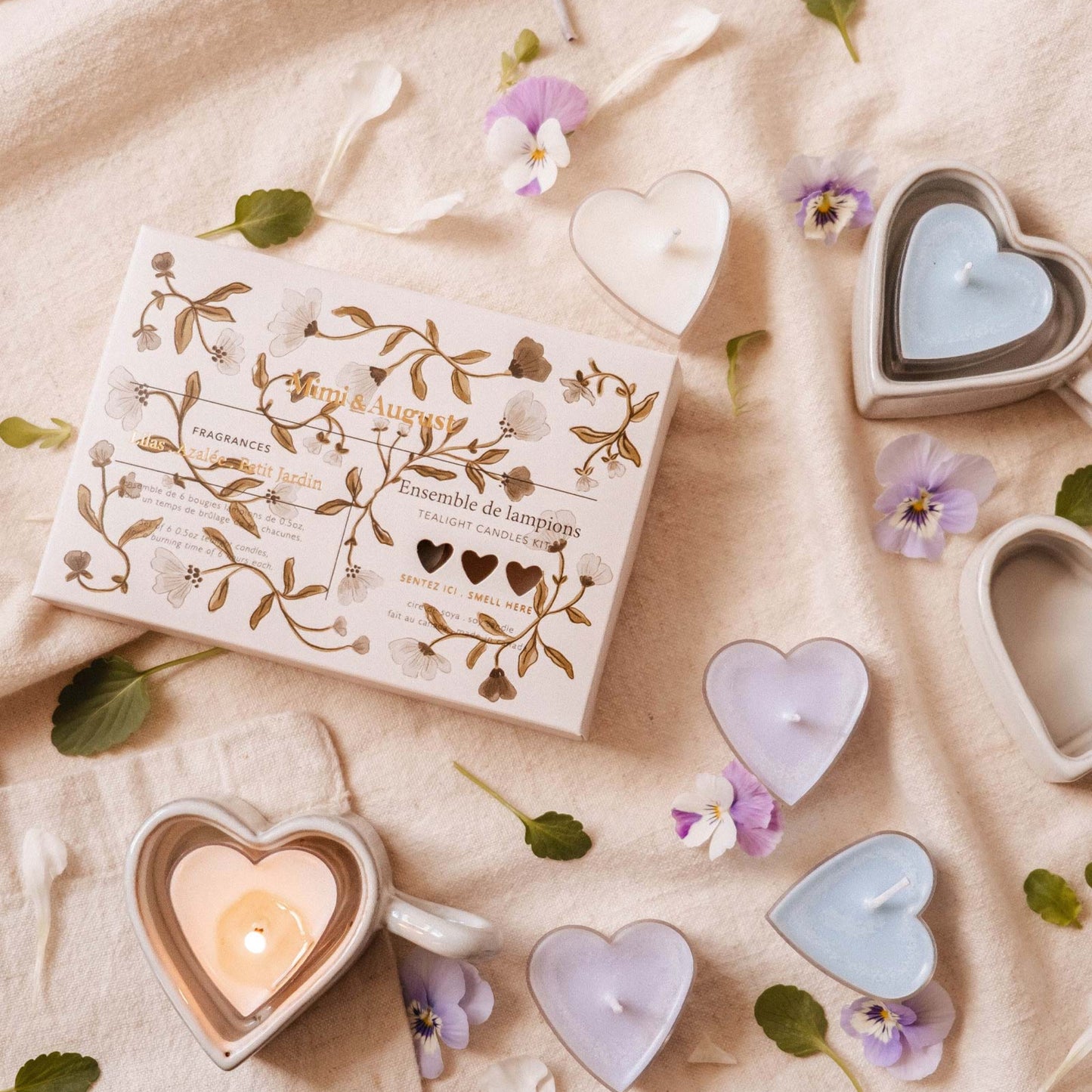 Ensemble de bougies à réchaud - Blush hearts
