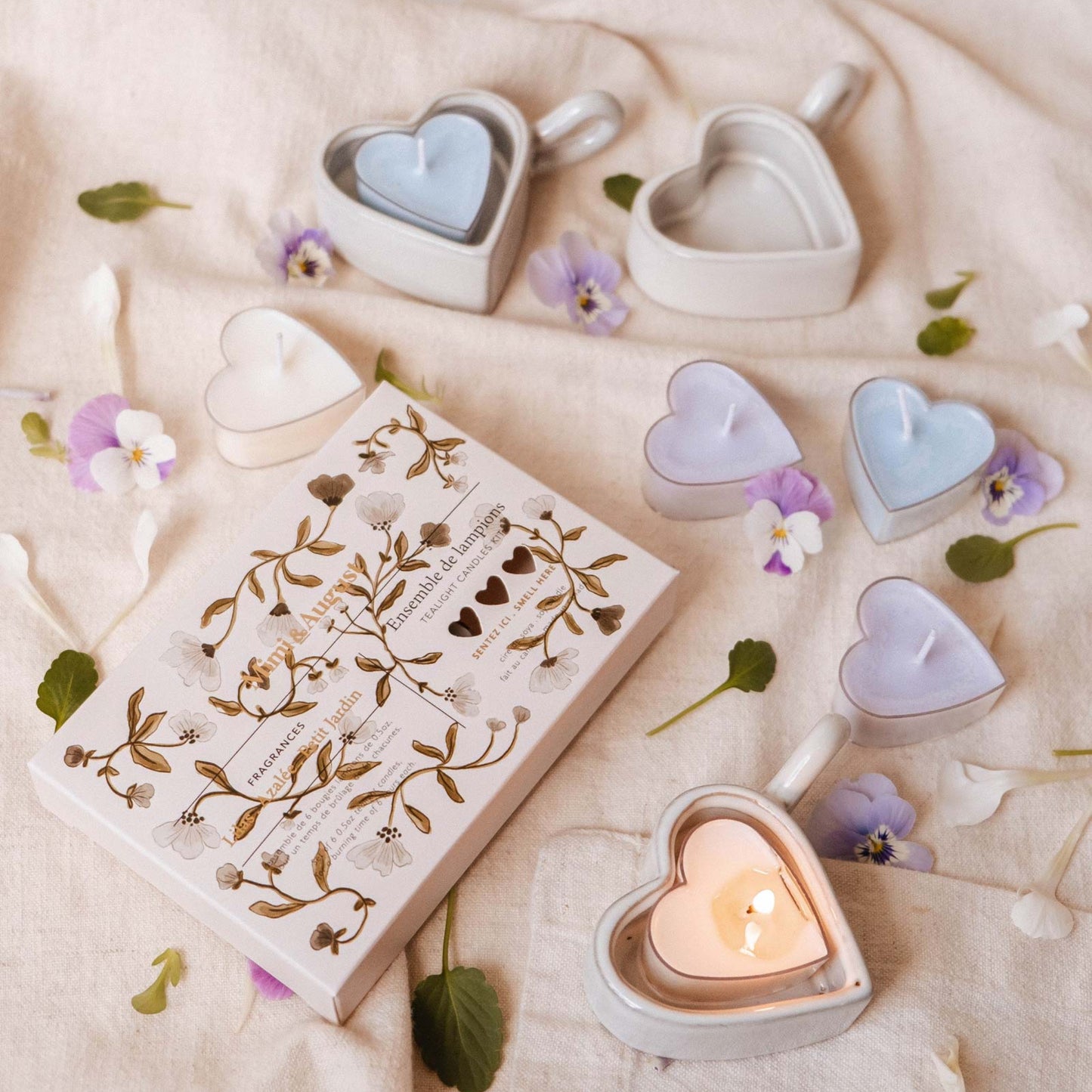 Ensemble de bougies à réchaud - Blush hearts