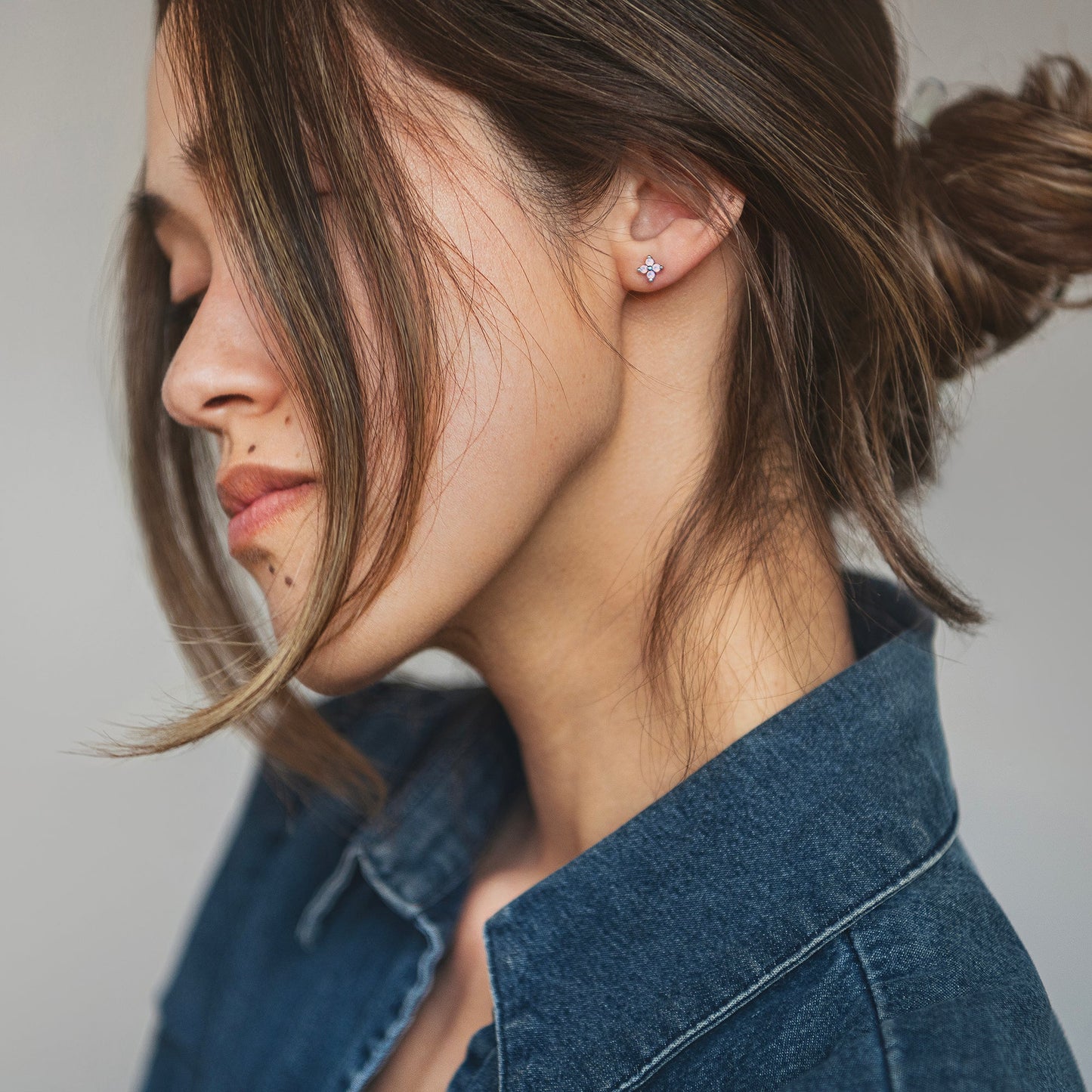 Boucles d'oreilles - Petite fleur d'opale