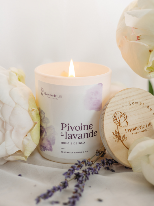 Chandelle de soya - Pivoine et Lavande