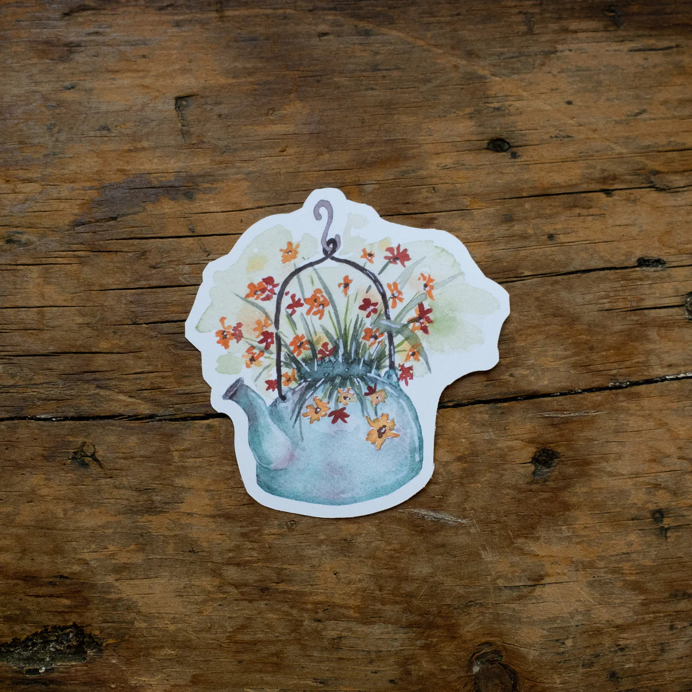 Autocollant vinyle - Bouilloire fleurie