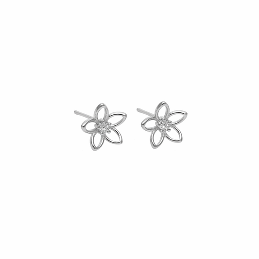 Boucles d'oreilles à tige - Grandes fleurs et cristal