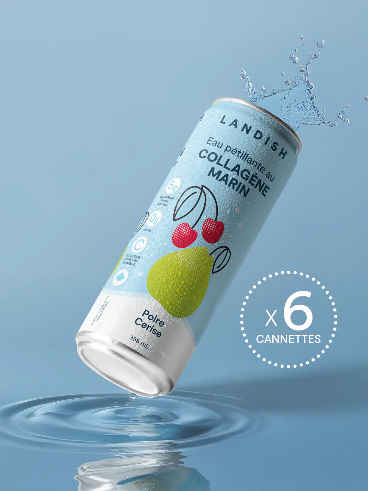 Eau pétillante avec collagène marin - Poire cerise