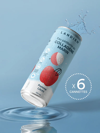 Eau pétillante avec collagène marin - Pomme litchi