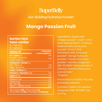 Poudre digestive hydratante avec probiotiques - Mangue fruits de la passion