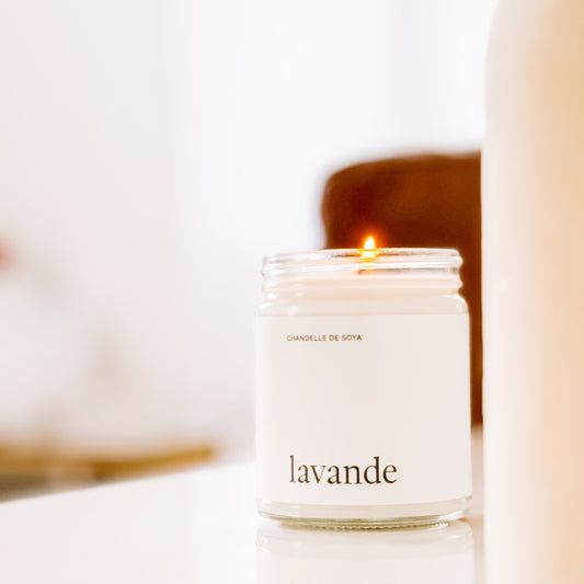 Chandelle de soya Lavande - Huiles essentielles