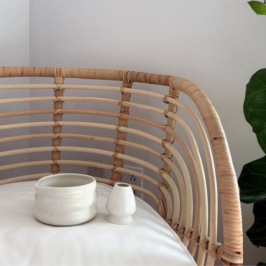 Bol à matcha avec support à fouet - Blanc