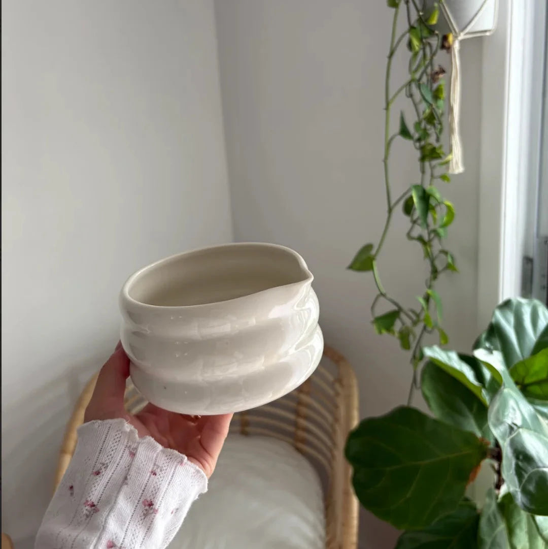 Bol à matcha avec support à fouet - Blanc
