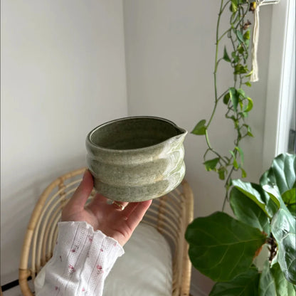 Bol à matcha avec support à fouet - Vert