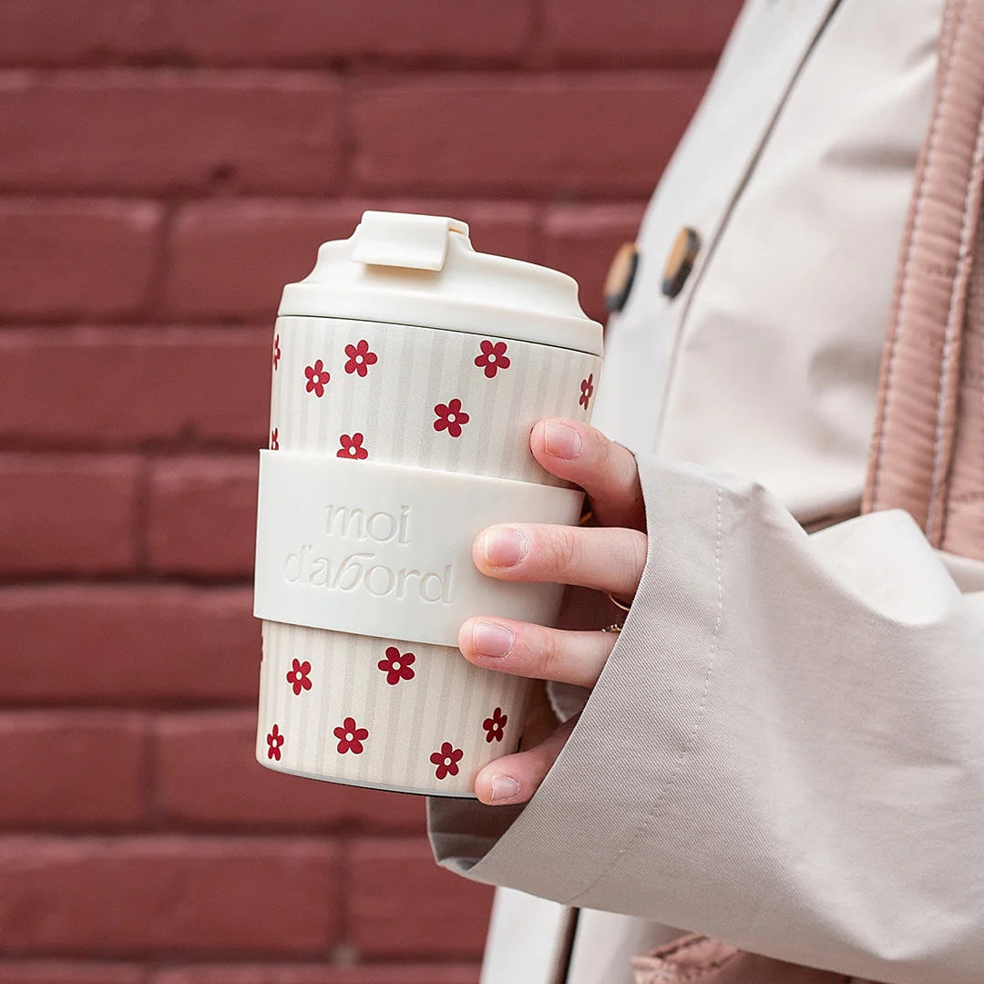 Tasse de voyage isotherme - Rayures florales