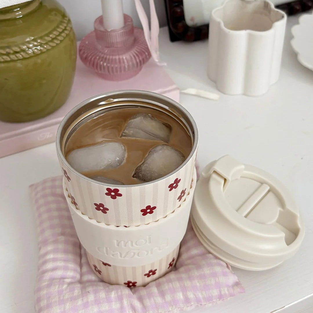 Tasse de voyage isotherme - Rayures florales