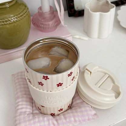 Tasse de voyage isotherme - Rayures florales