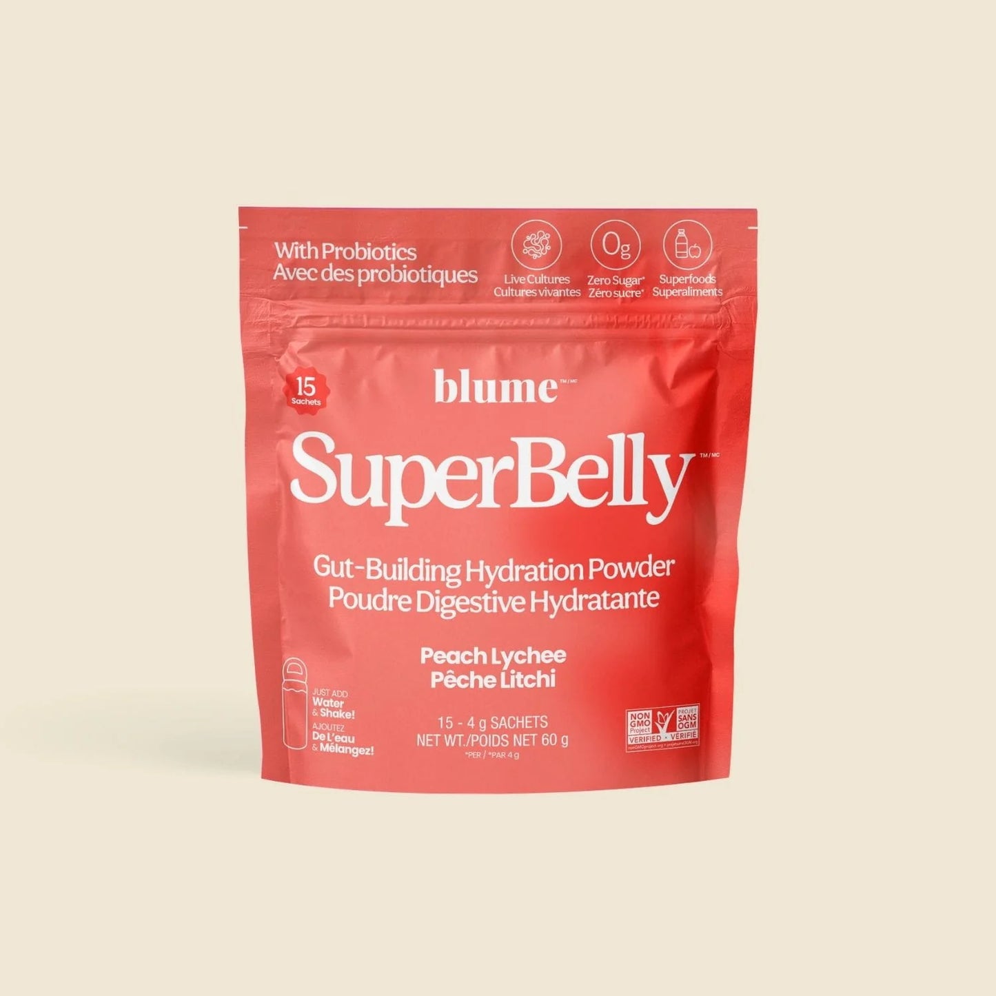 Poudre digestive hydratante avec probiotiques - Pêche litchi