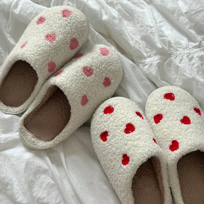 Pantoufles - Coeur brodé rouge
