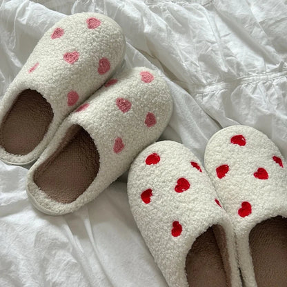 Pantoufles - Coeur brodé rose