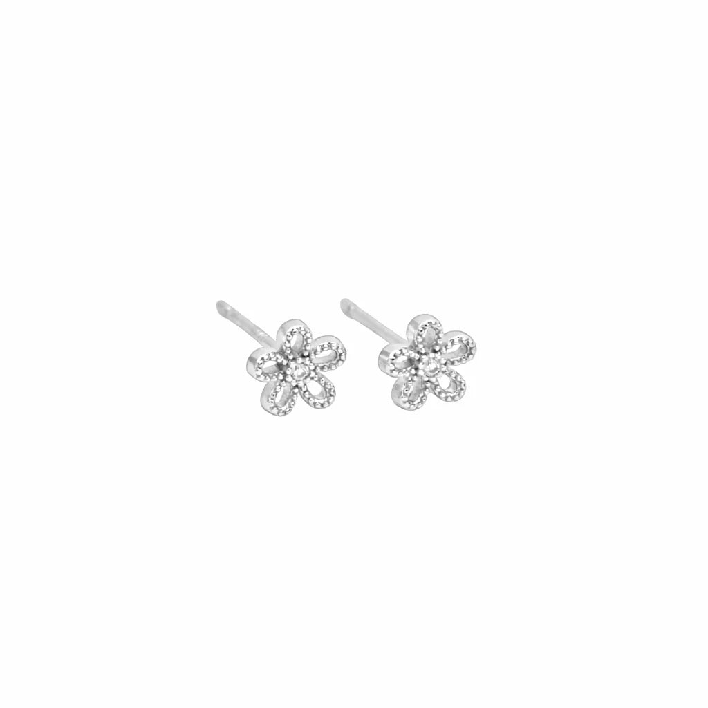 Boucles d'oreilles à tige - Petites fleurs et cristal