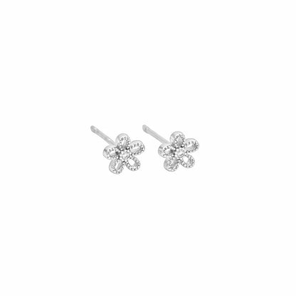 Boucles d'oreilles à tige - Petites fleurs et cristal