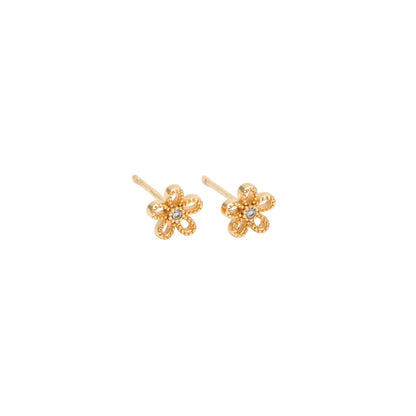 Boucles d'oreilles à tige - Petites fleurs et cristal