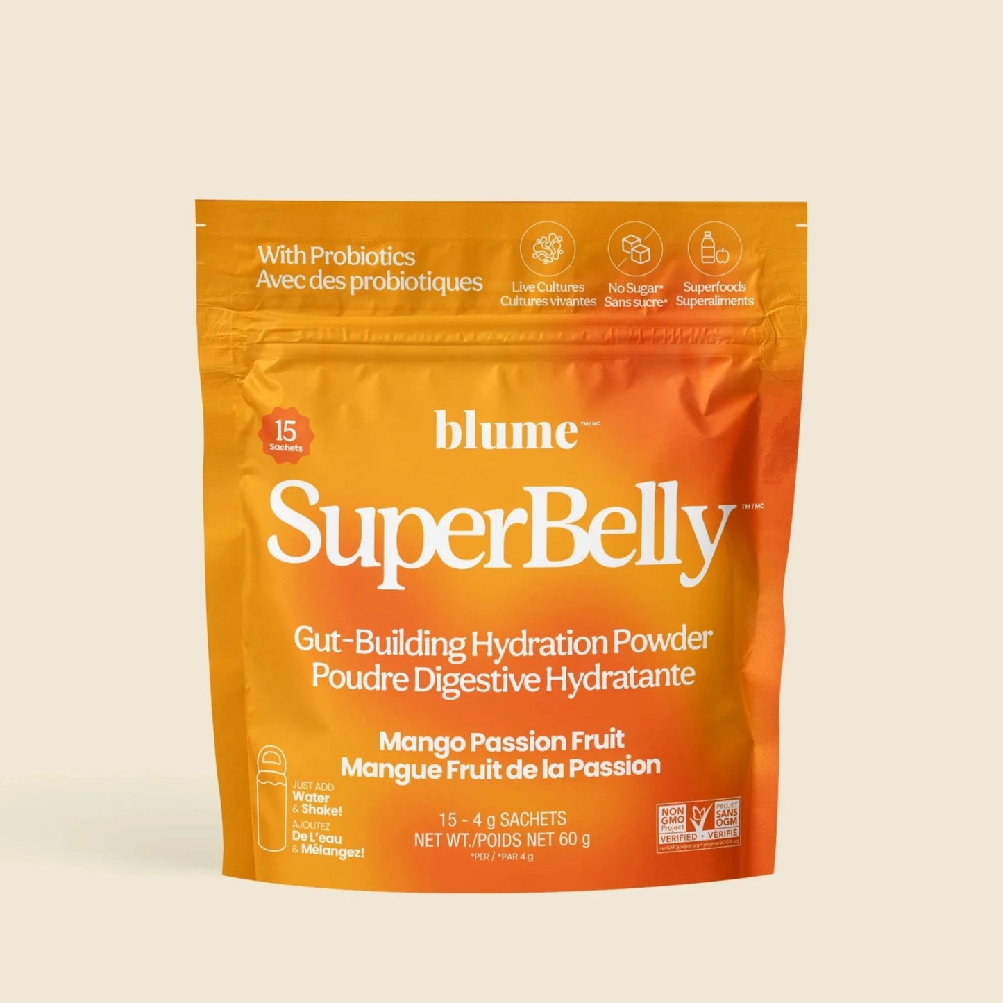 Poudre digestive hydratante avec probiotiques - Mangue fruits de la passion